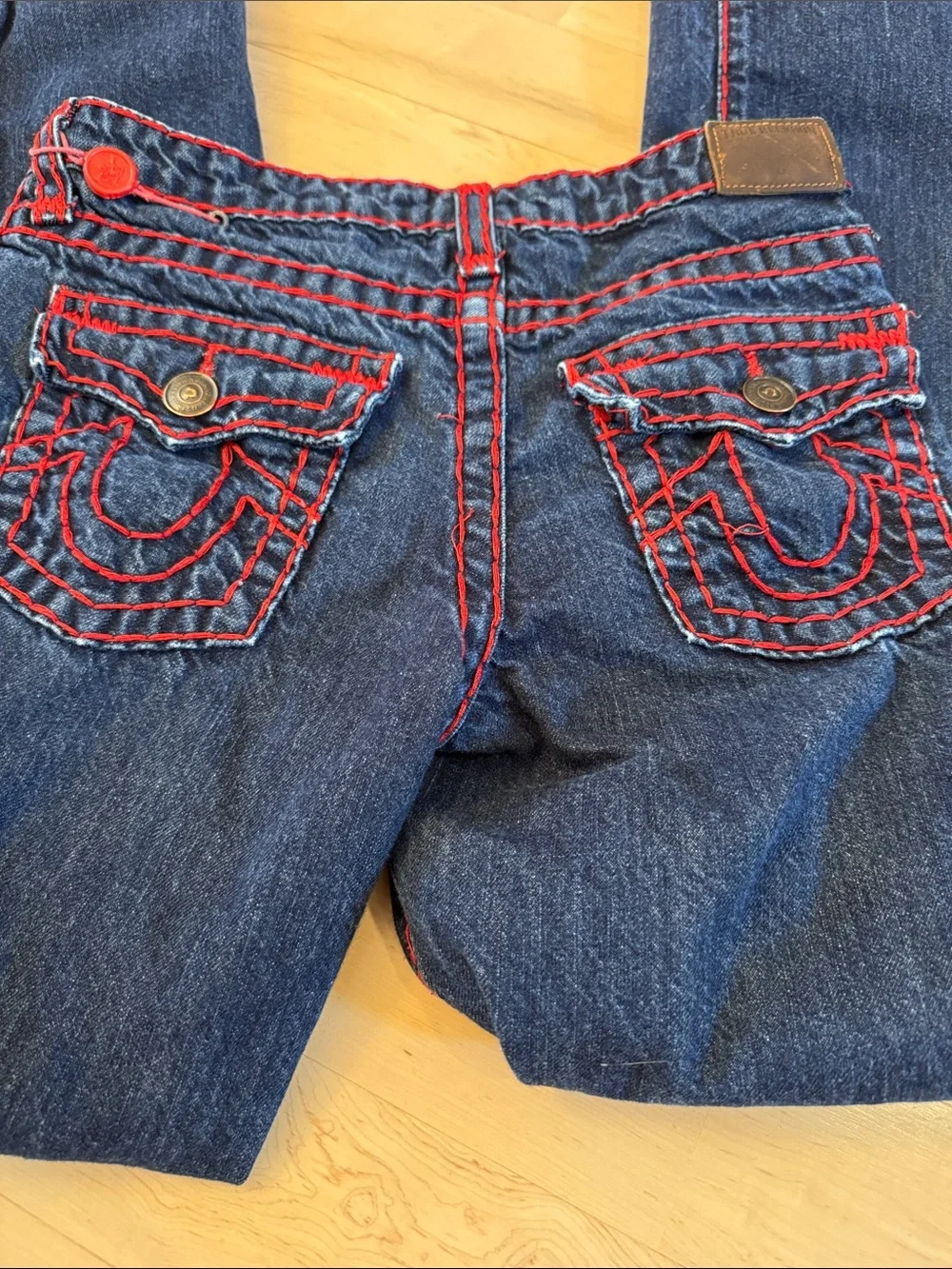 True Religion-Super T Contrast Stitching Skinny Jeans-Size 14-Unisex-Y2K